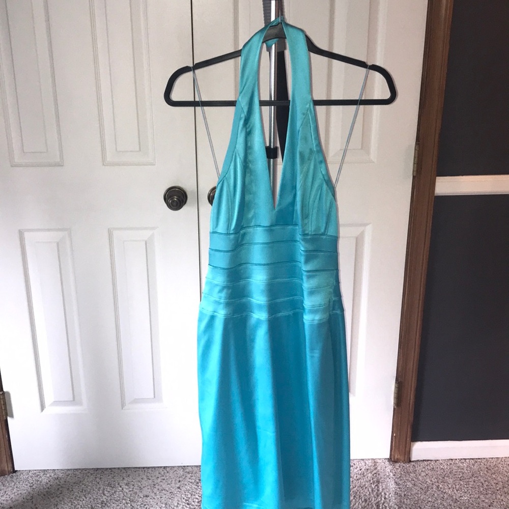 Halter Aqua Cocktail Dress